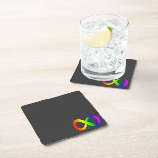 Custom Autism Infinity Rainbow Symbol ID Help LOGO Square Paper Coaster