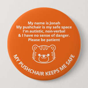 Custom Autistic,non-verbal & no sense of danger Button