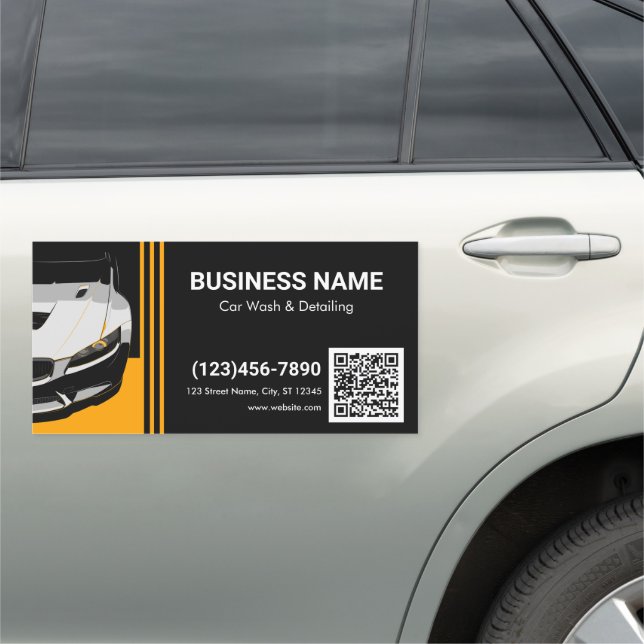 Custom Auto Detailing & Car Wash QR code Magnet (In Situ)