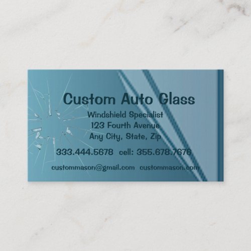 Custom Auto Glass Windshield Replacement Rock Chip Business Card