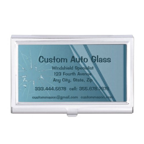 Custom Auto Glass Windshield Replacement Rock Chip Business Card Case