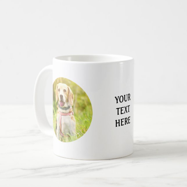 Custom Auto Round Photo and Text Personalized Coffee Mug (Front Left)