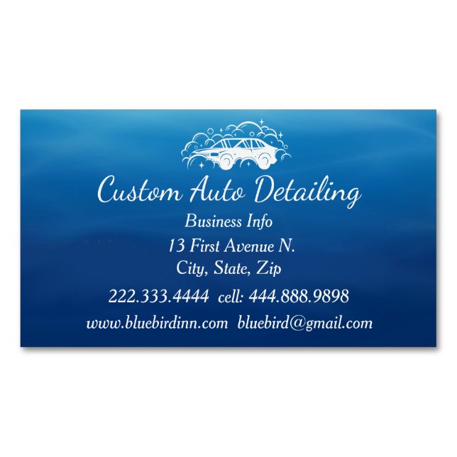 Custom Auto Vehicle Detailer Car Wash  Business Card Magnet (Front)