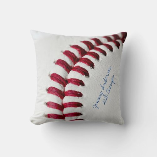 Custom Autographed Close_up Baseball Photo Throw Pillow