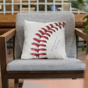 Custom Autographed Close-up Baseball Photo Throw Pillow