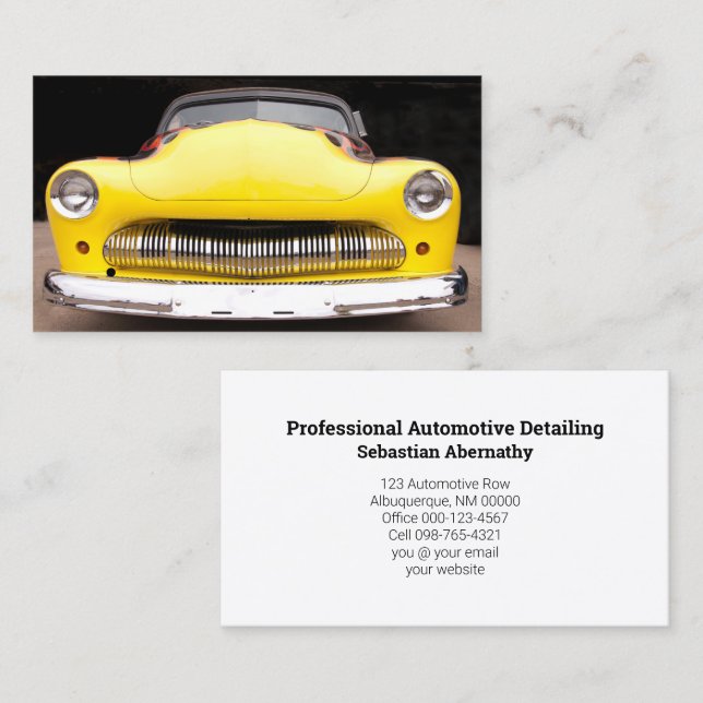 Custom Automotive Occupation Yellow Automobile  Business Card (Front/Back)