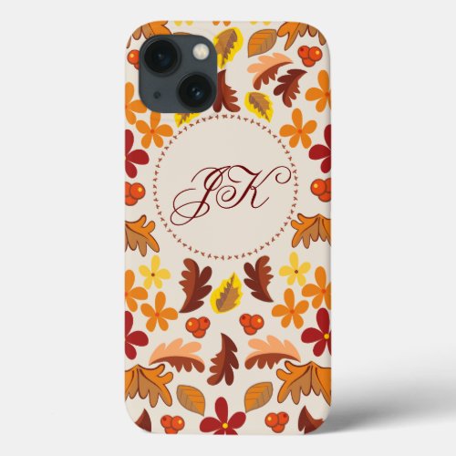 Custom Autumn cheer Monogrammed iPhone 13 Case