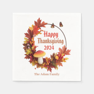 Custom Autumn Leaves Happy Thanksgiving Napkins