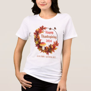 Custom Autumn Leaves Happy Thanksgiving Tri-Blend Shirt