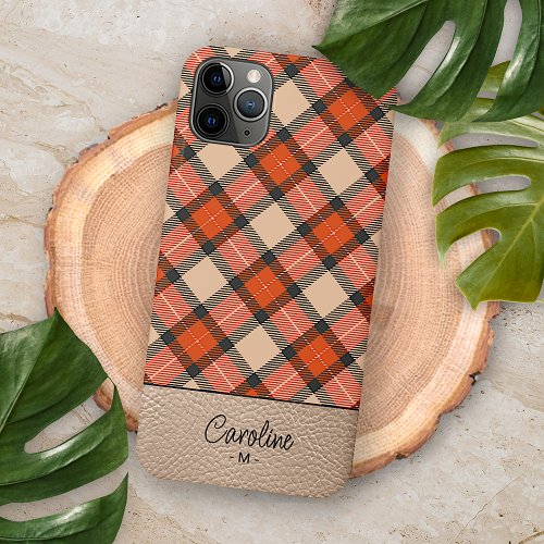 Custom Autumn Pumpkin Orange Brown Tartan Pattern iPhone 11 Pro Max Case