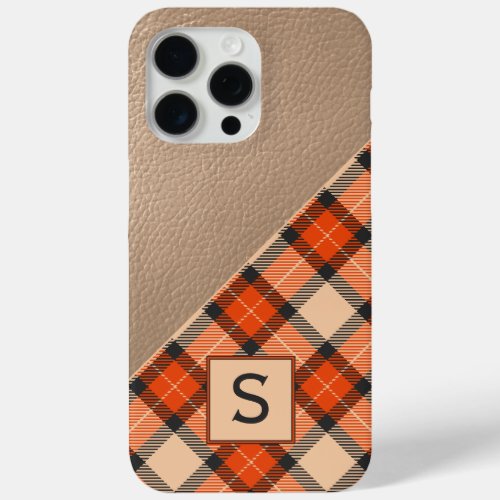 Custom Autumn Pumpkin Orange Brown Tartan Pattern iPhone 15 Pro Max Case