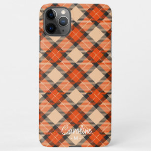 Custom Autumn Pumpkin Orange Brown Tartan Pattern iPhone 11Pro Max Case