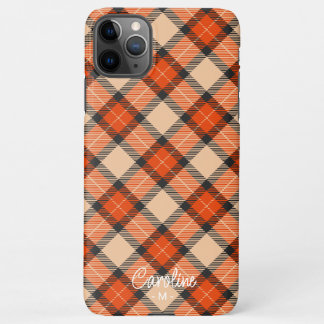 Custom Autumn Pumpkin Orange Brown Tartan Pattern iPhone 11Pro Max Case