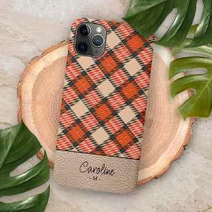 Custom Autumn Pumpkin Orange Brown Tartan Pattern iPhone 11Pro Max Case