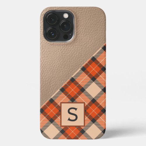 Custom Autumn Pumpkin Orange Brown Tartan Pattern iPhone 13 Pro Max Case