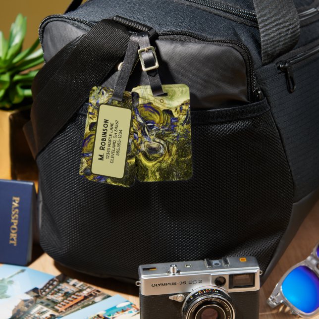 Custom Avignon Olive Green Abstract Luggage Tag (Front & Back)