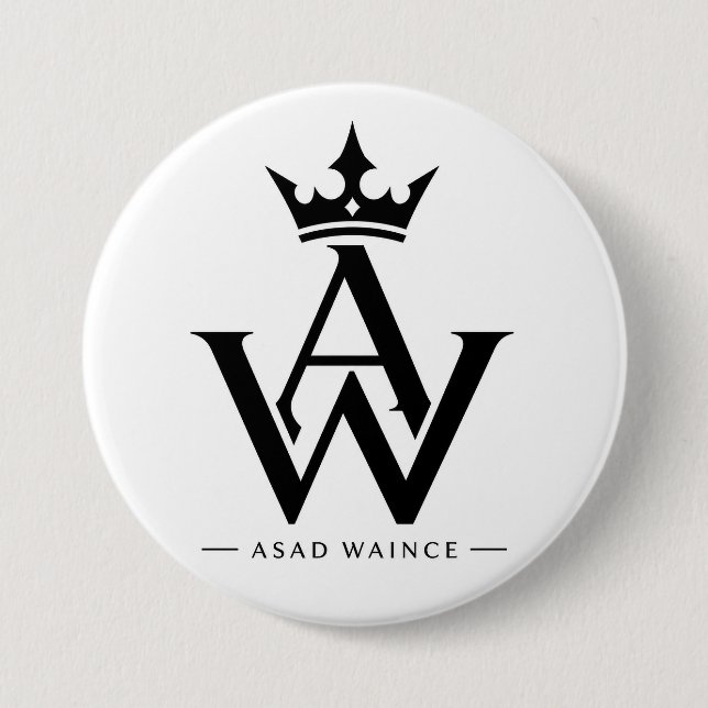 Custom AW Monogram Crown Logo Round Button Pin Pin (Front)