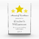 Custom Award of Excellence Template | Stars<br><div class="desc">Looking for plaques, trophies, and awards to recognize outstanding employees or team members? This custom award of excellence acrylic award is perfect to present as a prize or award for small companies and team events to larger corporate and employee awards ceremonies! This award can be customized with your own logo...</div>