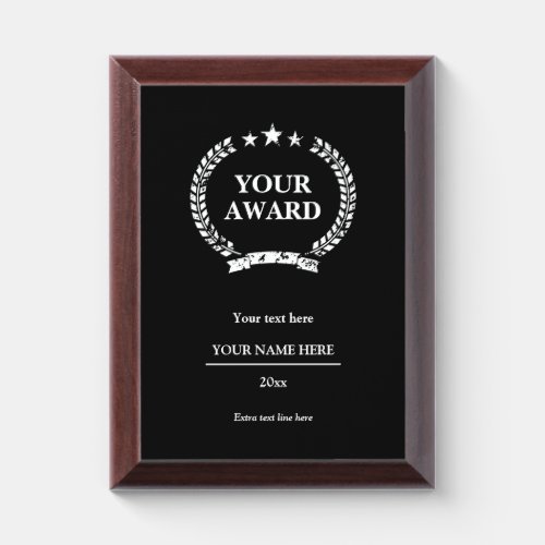 Custom award plaques for achievements and more