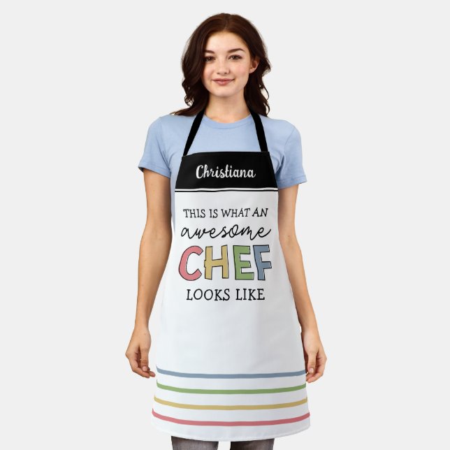 Custom Awesome Chef Gifts | Best Chef Ever Funny Apron (Worn)