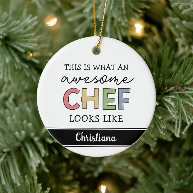 Custom Awesome Chef Gifts | Best Chef Ever Funny Ceramic Ornament (Tree)