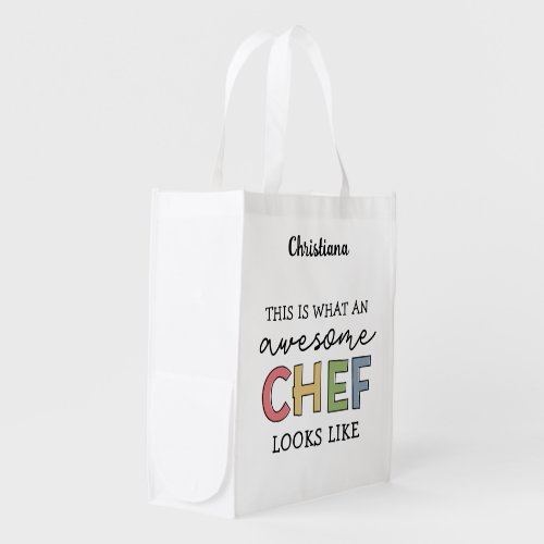 Custom Awesome Chef Gifts  Best Chef Ever Funny Grocery Bag
