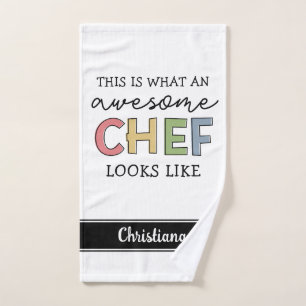 Custom Awesome Chef Gifts   Best Chef Ever Funny Hand Towel