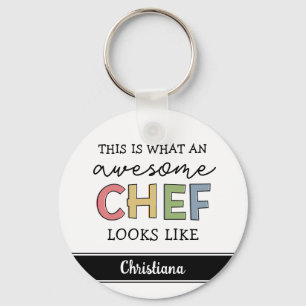 Custom Awesome Chef Gifts Best Chef Ever Funny Keychain