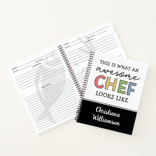 Custom Awesome Chef Gifts  Best Chef Ever Funny  Notebook