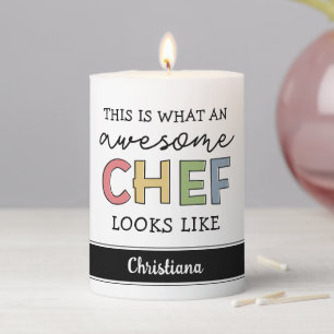Custom Awesome Chef Gifts Best Chef Ever Funny Pillar Candle