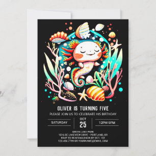 Custom Axolotl Ocean Birthday Celebration Invitation
