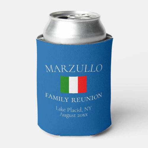 Custom Azure Blue Family Reunion SouvenirFavor Can Cooler