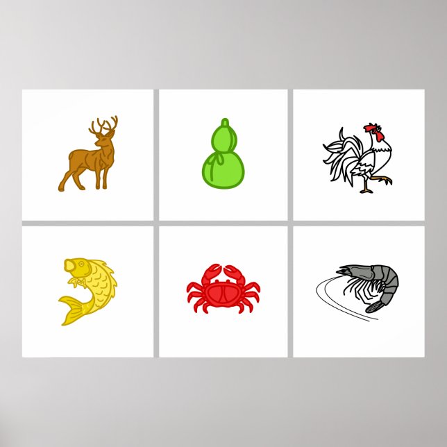 Custom Bầu Cua Cá Cọp Vietnamese Dice Game Mat Poster (Front)