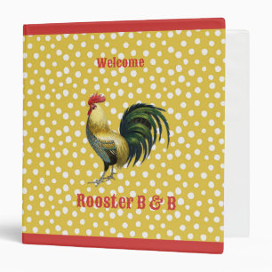 Custom B & B Country Rooster Farmhouse 3 Ring Binder