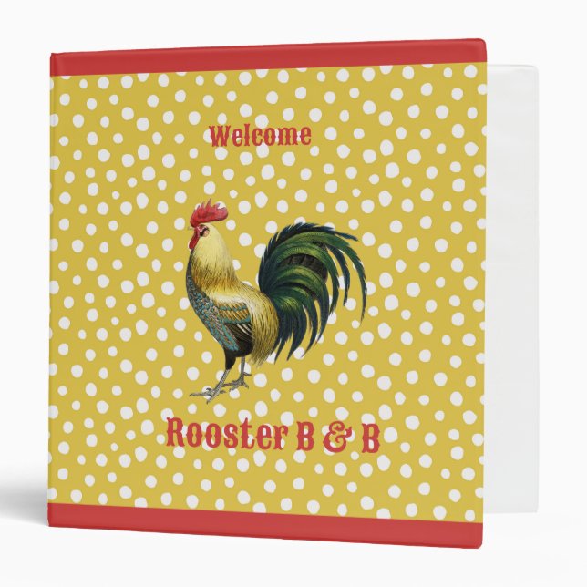 Custom B & B Country Rooster Farmhouse 3 Ring Binder (Front/Inside)