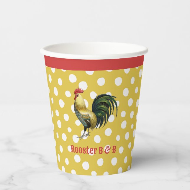 Custom B & B Country Rooster Farmhouse Paper Cups (Front)