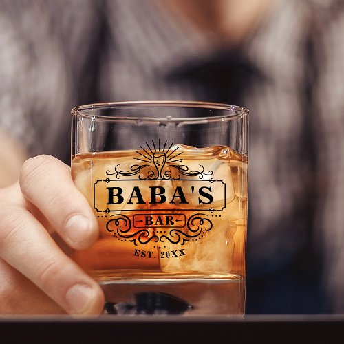 Custom Babas Bar Year Established Glass