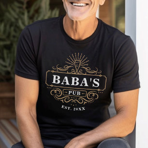 Custom Baba's Pub Home Bar Year Established T-Shirt