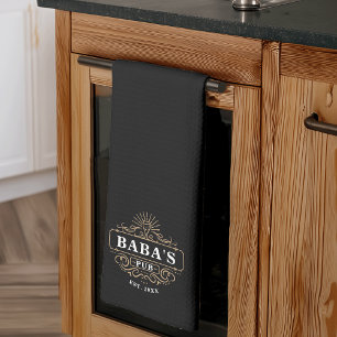 Custom Baba's Pub Year Established Kitchen Towel