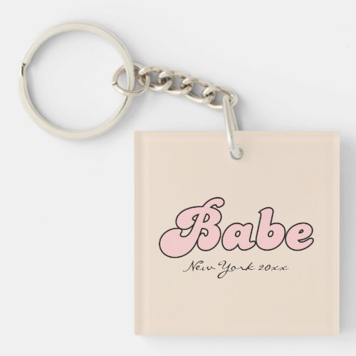 Custom Babe bachelorette retro  Keychain