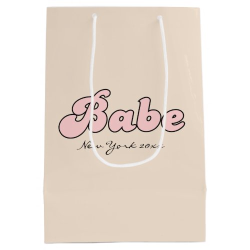 Custom Babe bachelorette retro  Medium Gift Bag