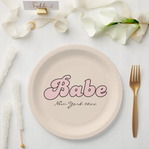Custom Babe bachelorette retro  Paper Plates
