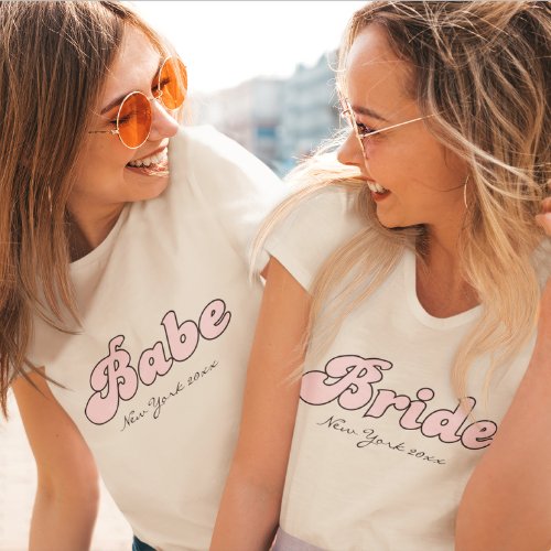 Custom Babe bachelorette retro t_shirt