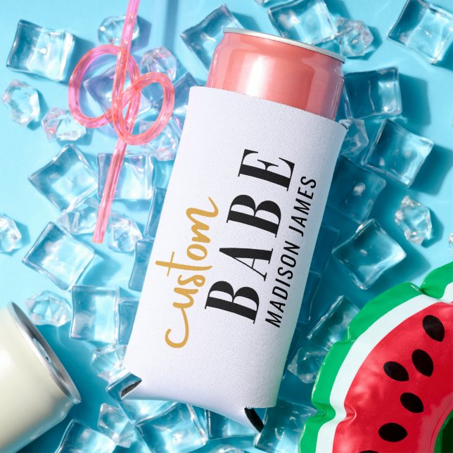 Custom Babe Funny Saying Personalized Name Seltzer Can Cooler (In Situ Summer)