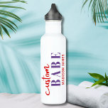 Custom Babe Funny Saying Personalized Name Stainless Steel Water Bottle<br><div class="desc">Custom Babe Funny Saying Personalized Name Water Bottle features a simple design with the text "custom babe" in modern red and purple calligraphy script typography and personalized with your name. Perfect for a fun gift for mom, best friends, girlfriend, for birthday, Christmas, holidays, Mother's Day and more. Designed by Evco...</div>