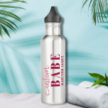 Custom Babe Funny Saying Personalized Name Stainless Steel Water Bottle<br><div class="desc">Custom Babe Funny Saying Personalized Name Water Bottle features a simple design with the text "custom babe" in modern pink calligraphy script typography and personalized with your name. Perfect for a fun gift for mom, best friends, girlfriend, for birthday, Christmas, holidays, Mother's Day and more. Designed by Evco Studio www.zazzle.com/store/evcostudio...</div>