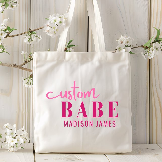 Custom Babe Funny Saying Personalized Name Tote Bag (Creator Uploaded)