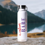 Custom Babe Funny Saying Personalized Name Water Bottle<br><div class="desc">Custom Babe Funny Saying Personalized Name Water Bottle features a simple design with the text "custom babe" in modern purple and red calligraphy script typography and personalized with your name. Perfect for a fun gift for mom, best friends, girlfriend, for birthday, Christmas, holidays, Mother's Day and more. Designed by Evco...</div>
