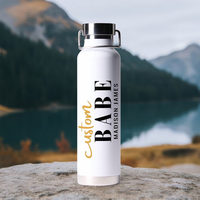 Custom Babe Funny Saying Personalized Name Water Bottle (Creator Uploaded)