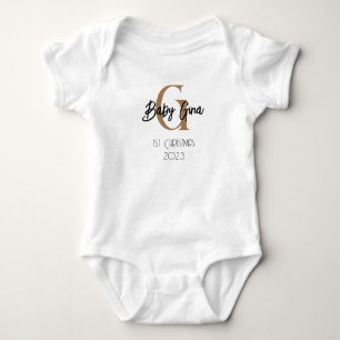 custom baby 1st Christmas monogram unisex name  Bodysuit